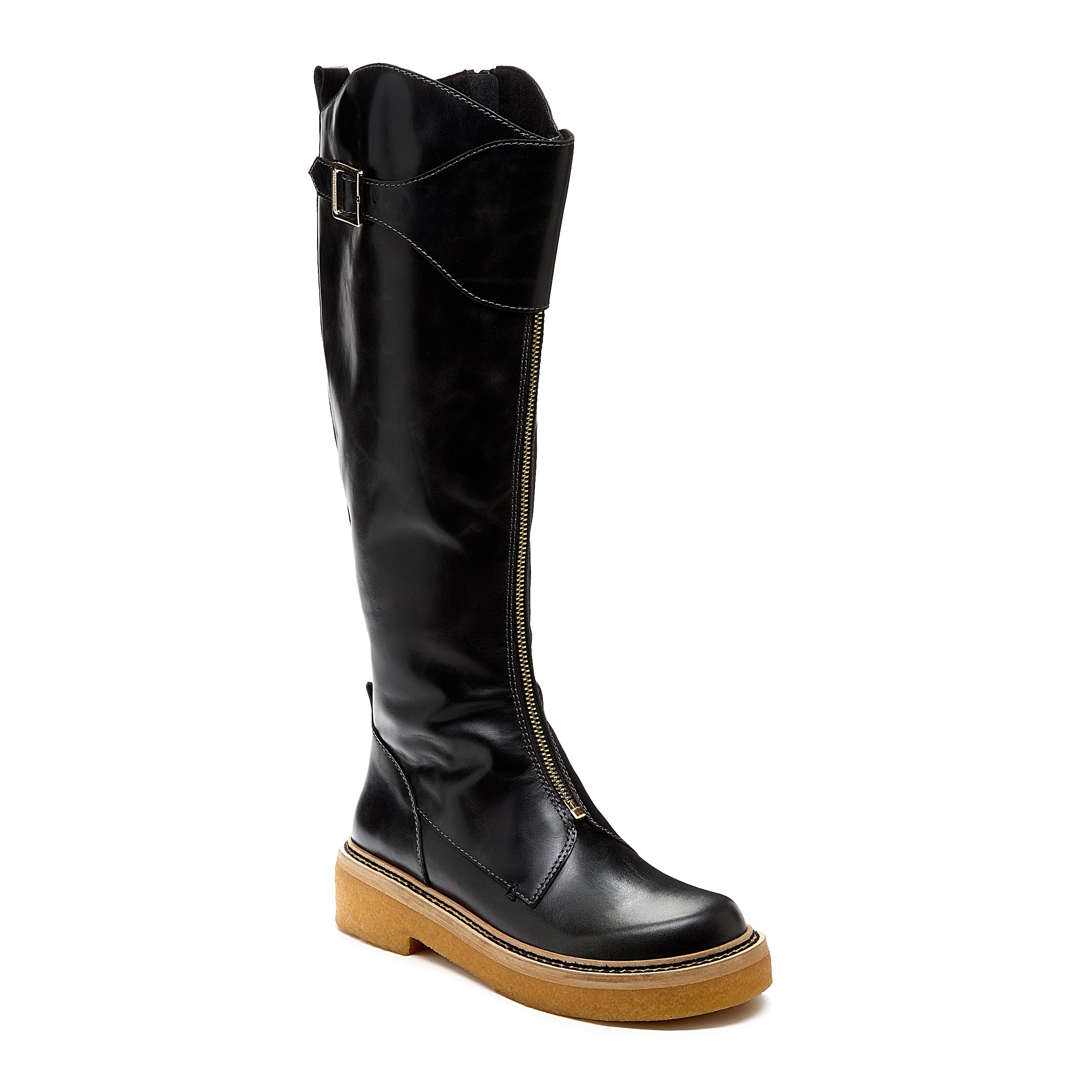 Black leather tall boots online