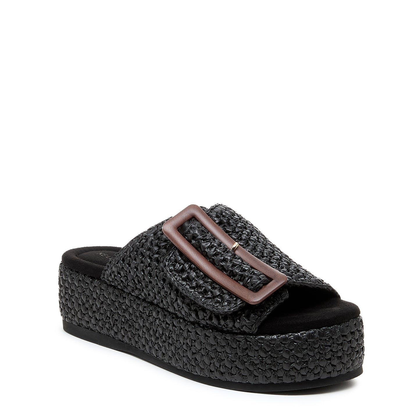 Dover Black Raffia Platform Sandals