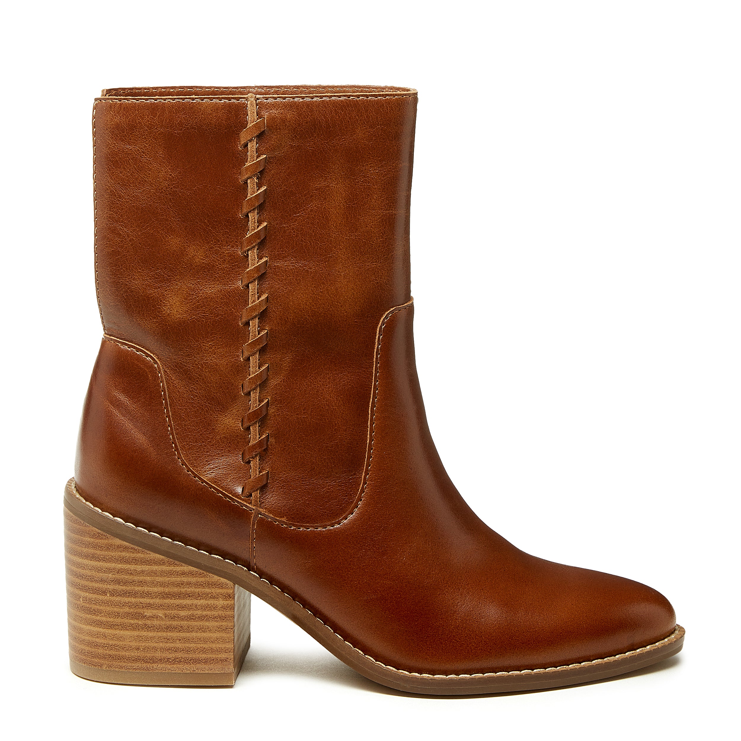 Cognac leather ankle clearance booties