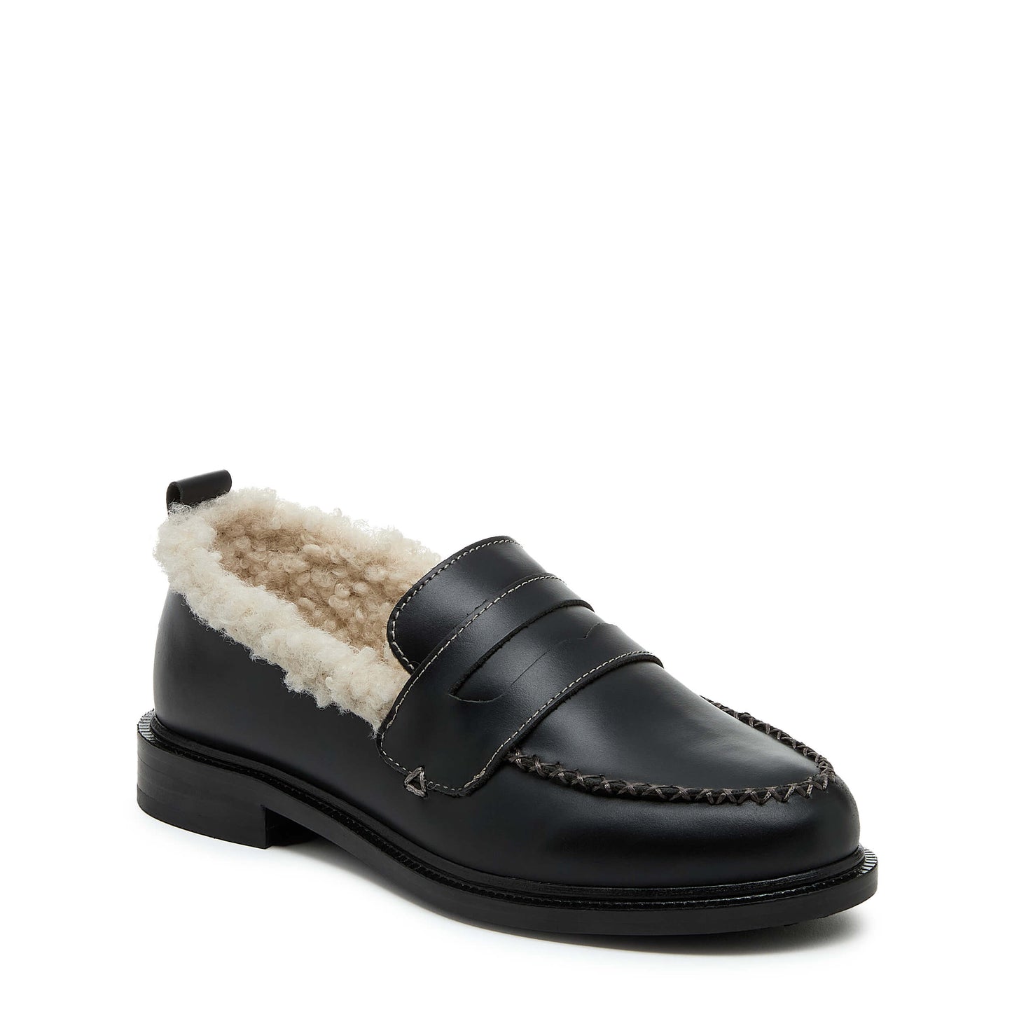 Lens Black Shearling Loafers