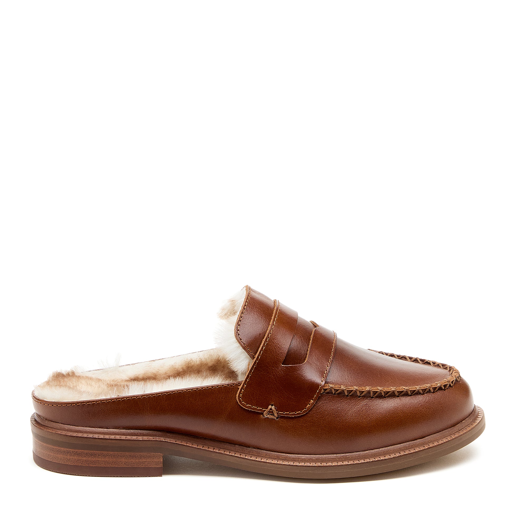 Kelsi Dagger Brooklyn Women's Lock Cognac Shearling Mules