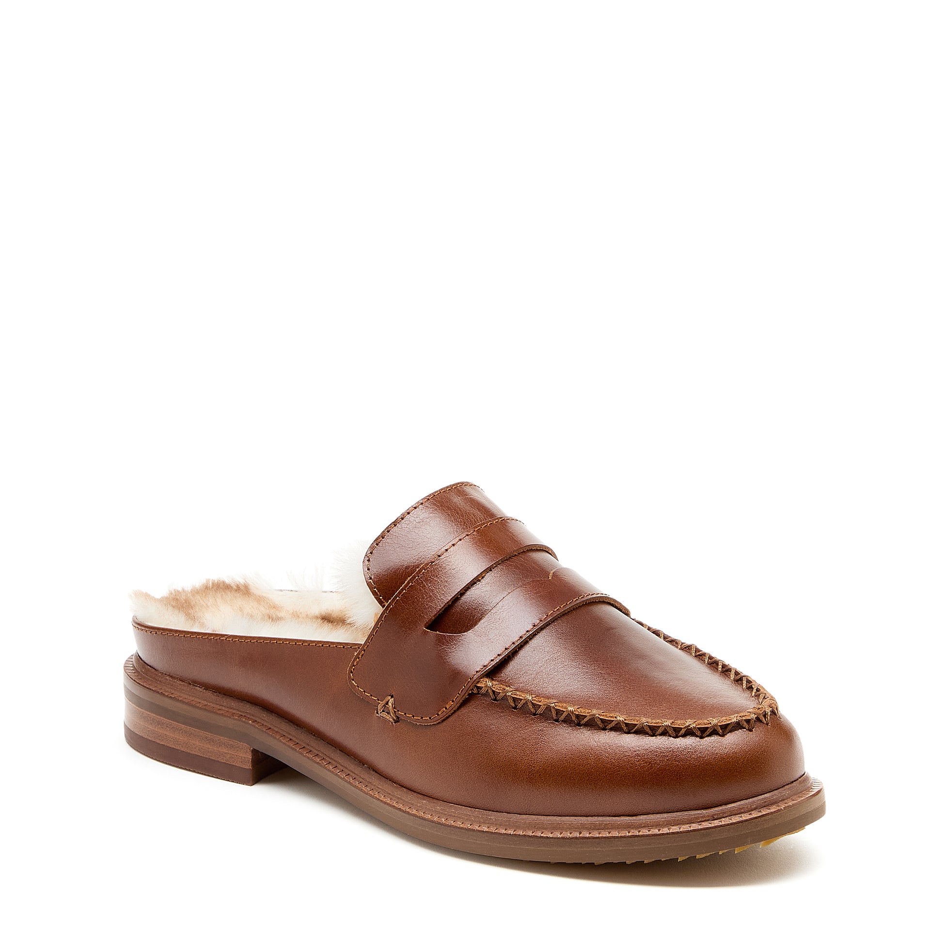 Kelsi Dagger Brooklyn Women's Lock Cognac Shearling Mules