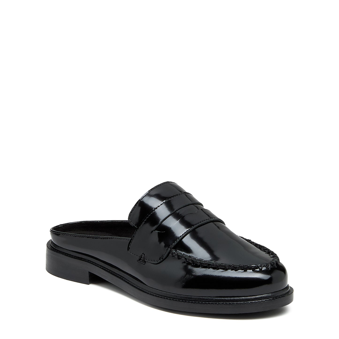 Kelsi Dagger Brooklyn Women's Lock Black Leather Loafer Mules